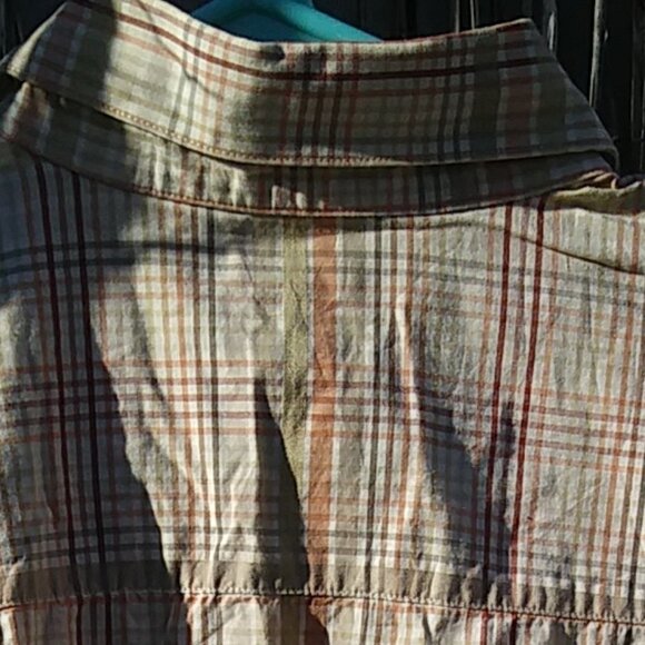 Sean John Men's Plaid Orange Yellow Gray Brown Button Down - XXL - Picture 9 of 11